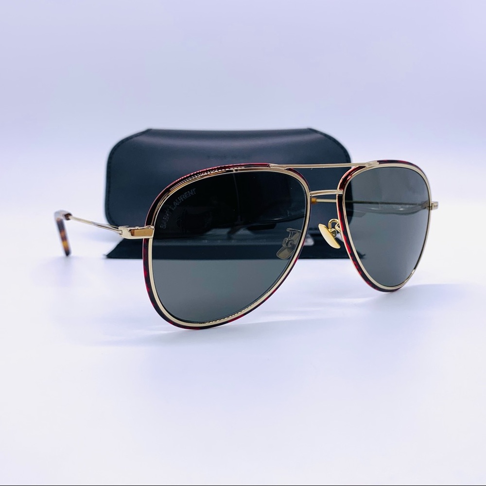 Saint Laurent SL294 Aviator Sunglasses Havana Gold - Picture 7 of 16